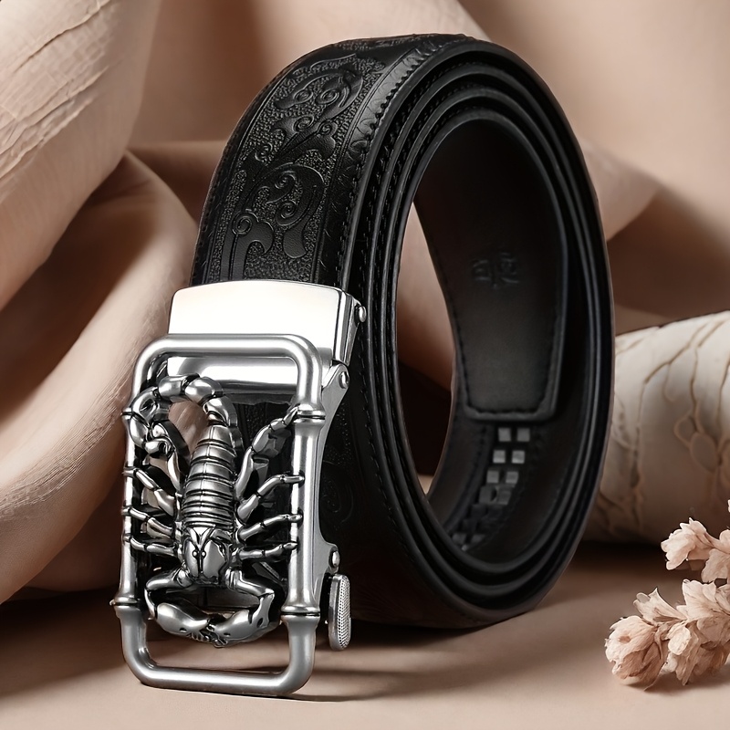 1pc Men's Belt Retro Automatic Belt Embossed Belt Casual Belt Ball Belt Gift For Husband And Father