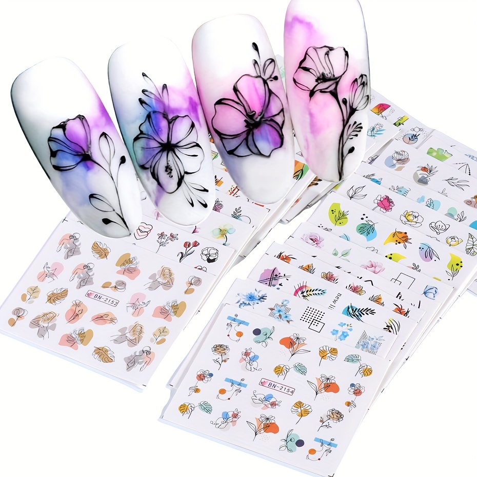 

24 Sheet Spring Summer Nail Water Transfer Stickers, Self Adhesive Nail Art Decals For Nail Art Decoration,nail Art Supplies For Women And Girls
