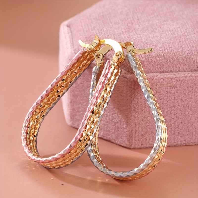 Image of Crowdsourced Design Of European And American Colored Mixed Color Earrings, Fashionable And High-end For Women, Easy Droplet Shaped Loop Earrings