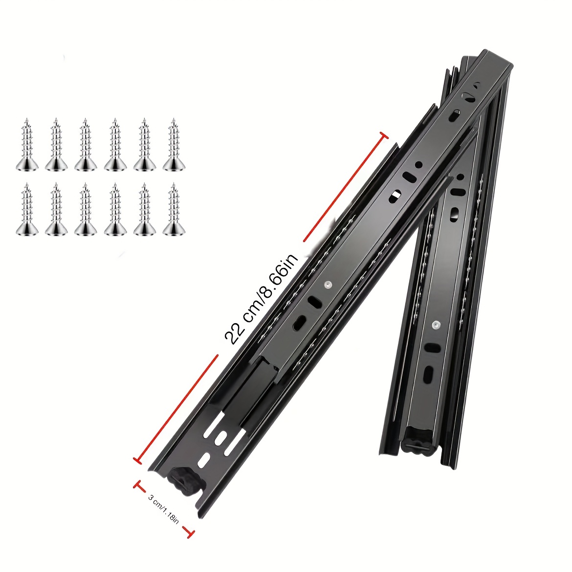item picture 2 pack silent drawer slides fully extended ball bearing drawer rails side mounted 3 fold metal dresser slides suitable for filing cabinets trash cans kitchens and wardrobes