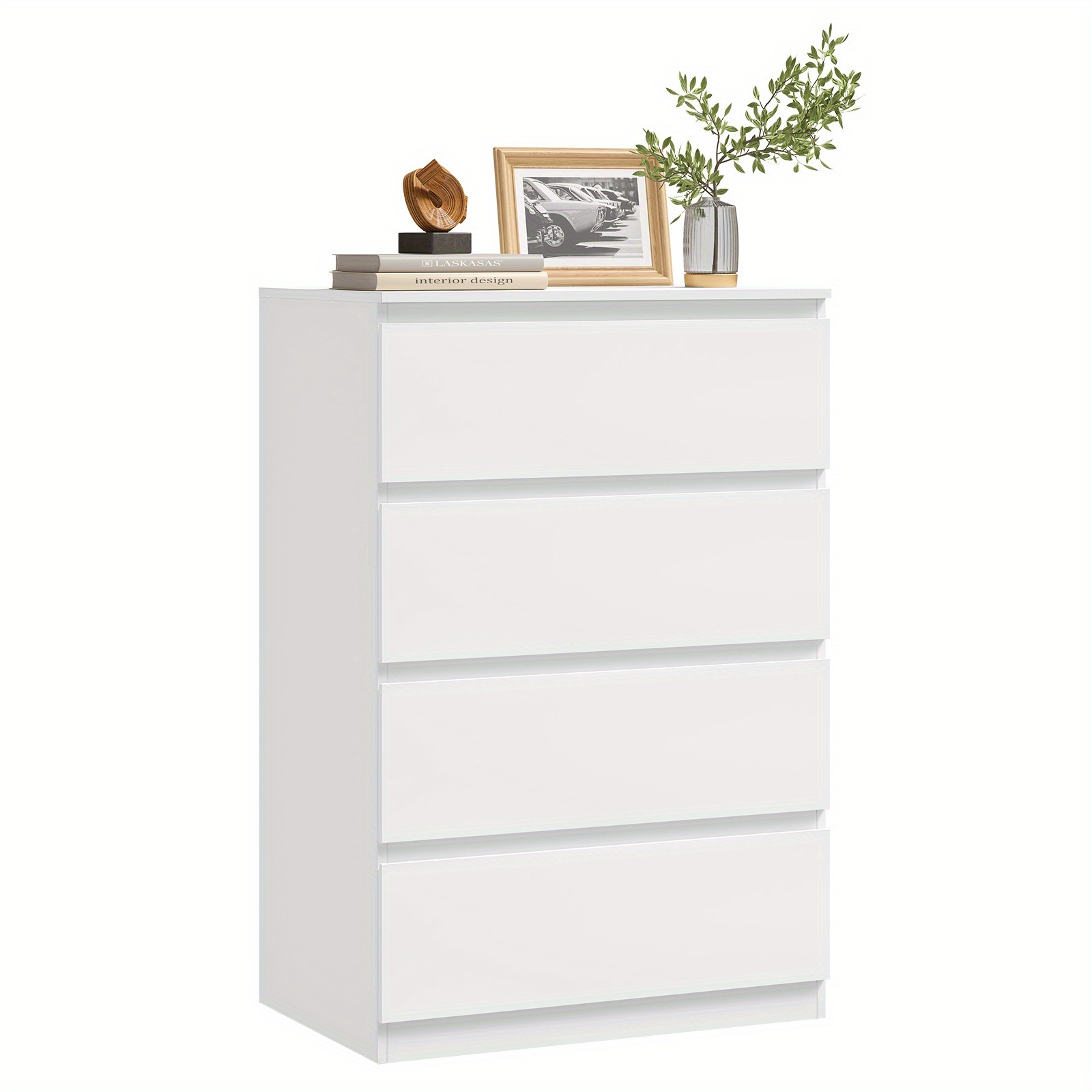 1pc Storage Drawer Units, Cabinet With 4 Drawers, Multifunctional Organiser, Used As Sideboard, Nightstand, For Bedroom, Living Room, Hallway, Home Storage, White, Anti-tipping