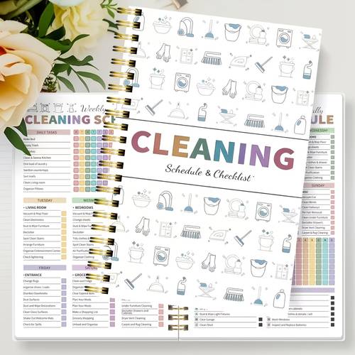 spiral bound cleaning schedule daily weekly monthly yearly planner cleaning task checklist suitable for home productivity planning and cleaning log
