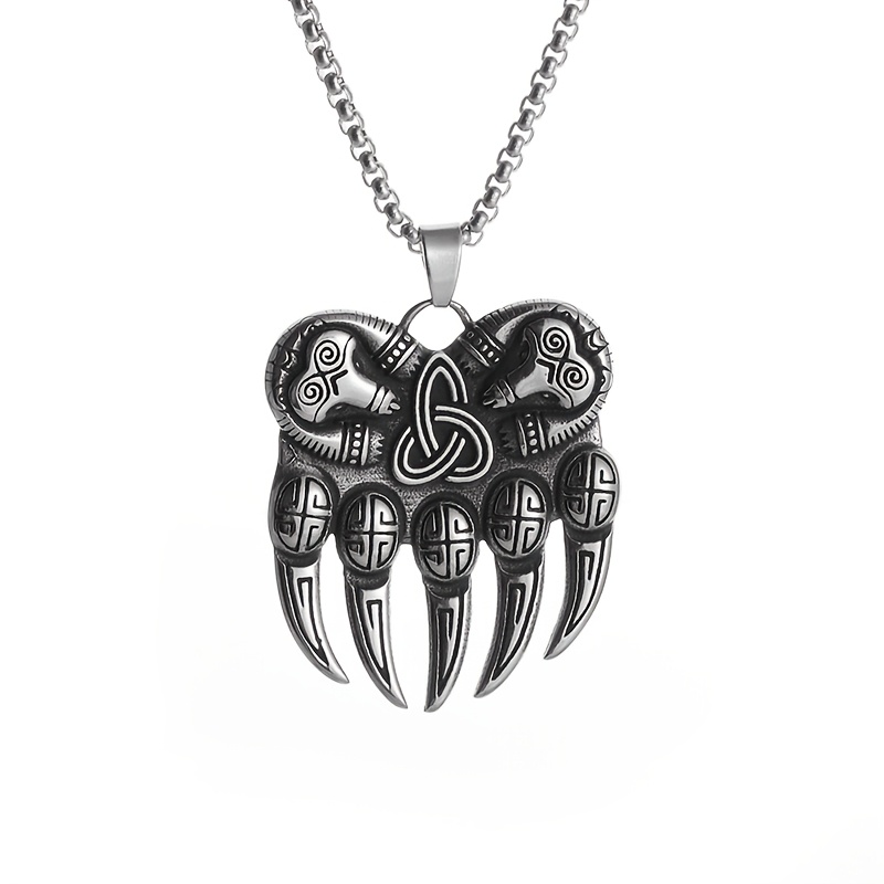 Image of 1pc Vintage Norse Viking Pendant Necklace For - Intricate Alloy Jewelry With Celtic Knotwork Design, Everyday & Party Wear, Unisex Accessory