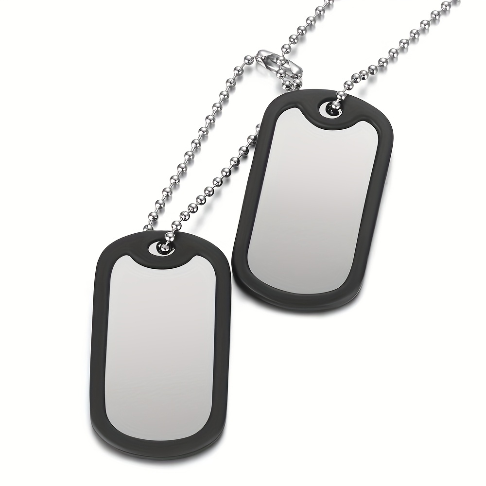 E-shop Personalisiertes Hundemarke Doppelanhänger Halskette für Männer, Militärstil Anhänger Halskette mit individuellem Namen, , Geburtstag, , Herren