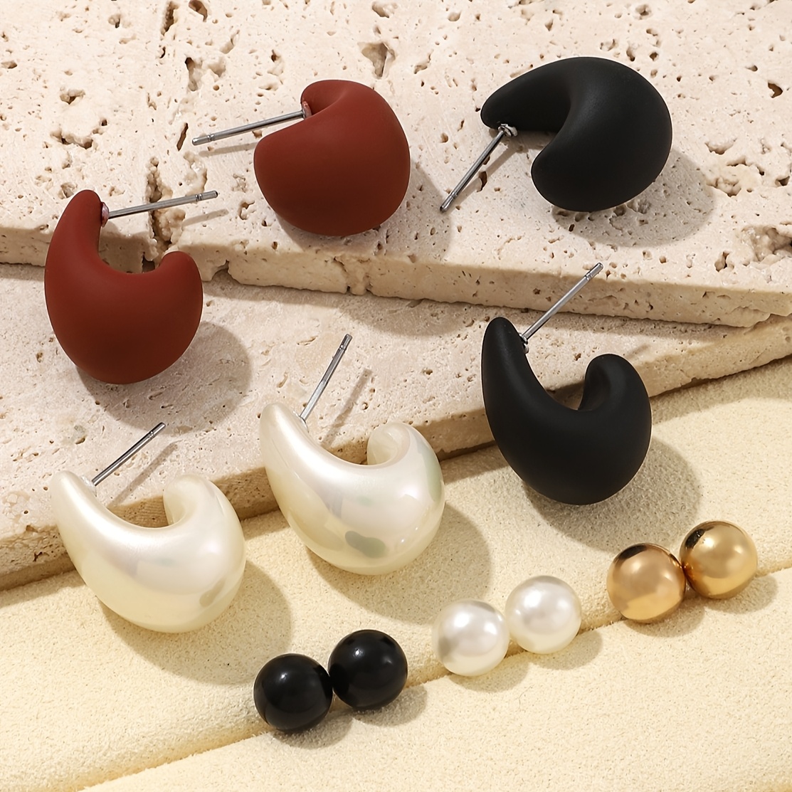 Hoop Earrings Nylon Post Earrings Plastic Earrings, Rose Gold