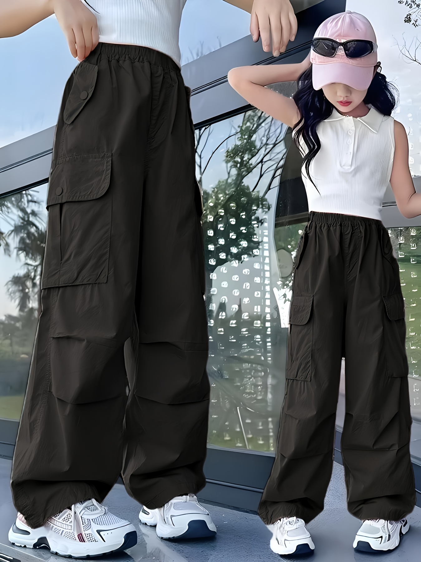 item picture   cargo pants black loose fit wide leg trousers with large pockets   casual streetwear and outdoor activities ideal holiday or birthday gift   outdoor