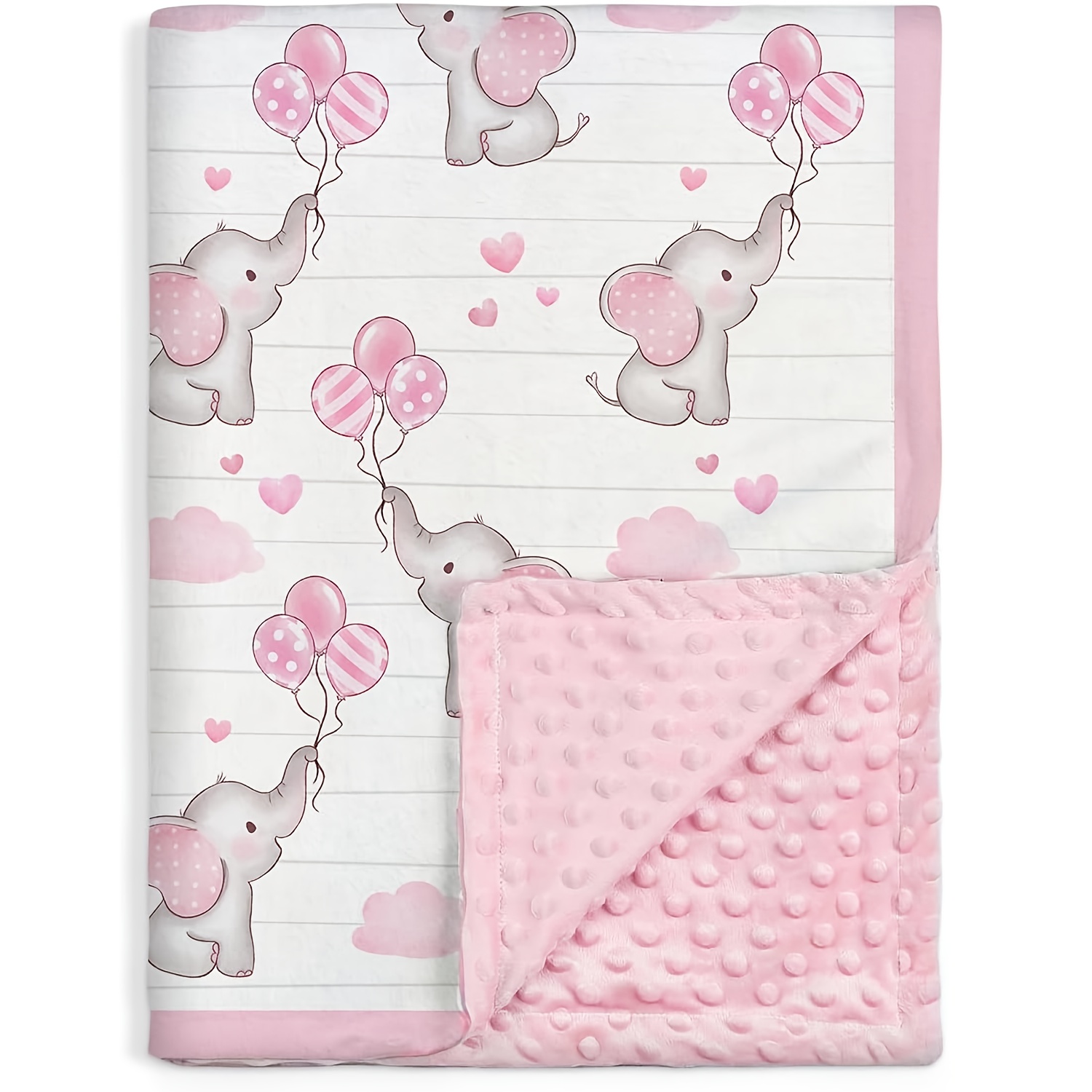 Image of 1pc Of Soft Plush Baby Blanket With Animal Patterns, Double-layer Polka Dot Backing, Cute Animal Baby Blanket, Perfect Gift For Toddlers And Newborns For Bathing