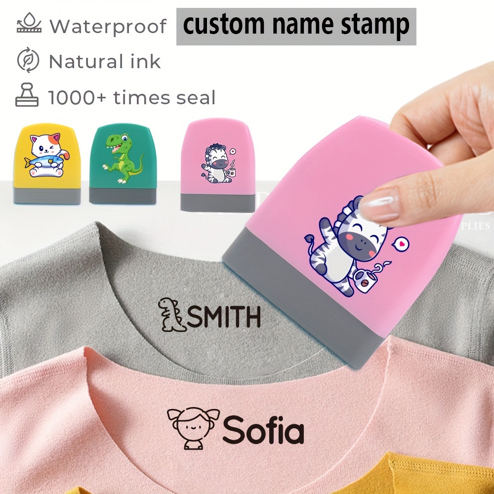 

Custom Kids' Name Stamp - Waterproof, Personalized Clothing Label, Modern Square Design, Plastic - Perfect Small Gift For Students