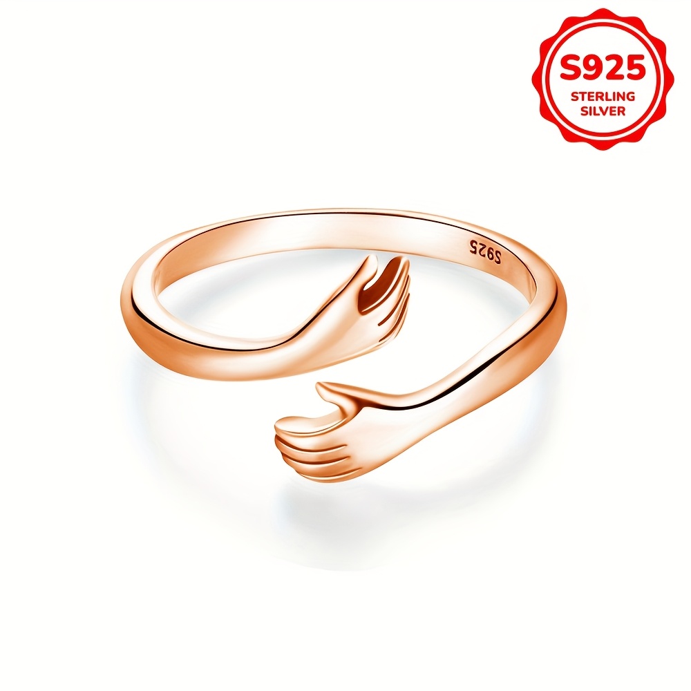 925 Sterling Silver Hug Rings Adjustable Cuff Wrap Around Hand Love