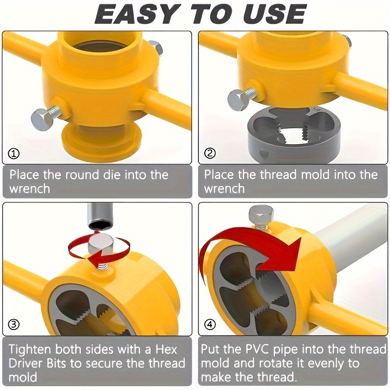 6pcs Pvc Pipe Threader Set Easytouse Round Mold Tools For Thread