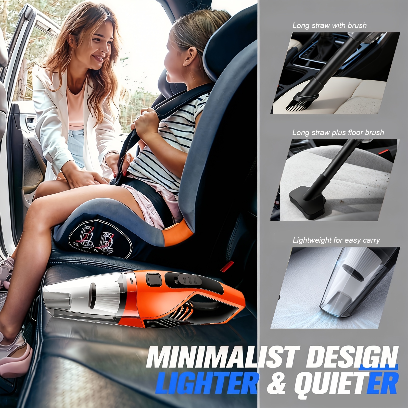 handheld car vacuum cleaner 6000pa super suction 1800mah battery     5 additions auto interior cleaning household pet cleaning compact portable design boymoo brand details 4
