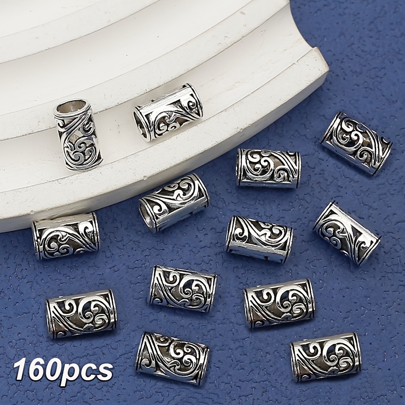 TEMU A Set Of 160 Large Hole Beads Made Of Alloy, Featuring A Hollow Flower Vine Design And Wave Pattern, Perfect For Jewelry Projects, Weaving, And