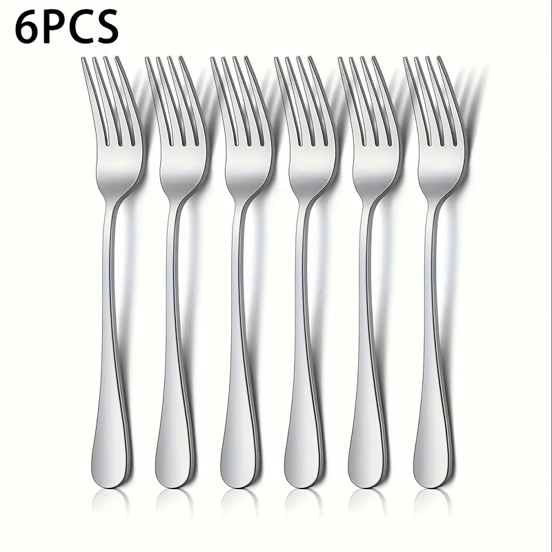 6pcs Set Elegant Stainless Steel Fork, Dessert Fork - Durable, Dishwasher Safe, Perfect For Family Dining And Entertaining