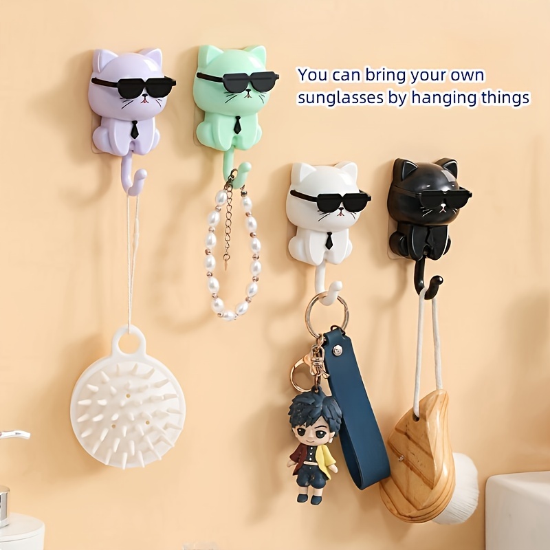 

1pc Crochet d'Entrée Créatif pour Lunettes Haut et Bas, Crochet de Salle de Bain Mignon avec Dessin , Crochet pour Vêtements de Maison, Crochet de Style Chat Mignon, Crochets Utilitaires