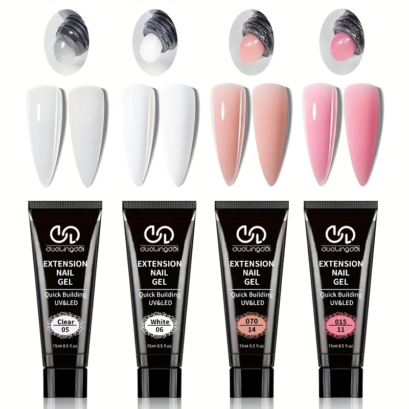 Image of [ Poly Gel Set] Poly Gel Set, For Nail Extension Gel Kit, Pinkish Nude Clear Builder Gel For Nail Enhancement Gel For Nail Art