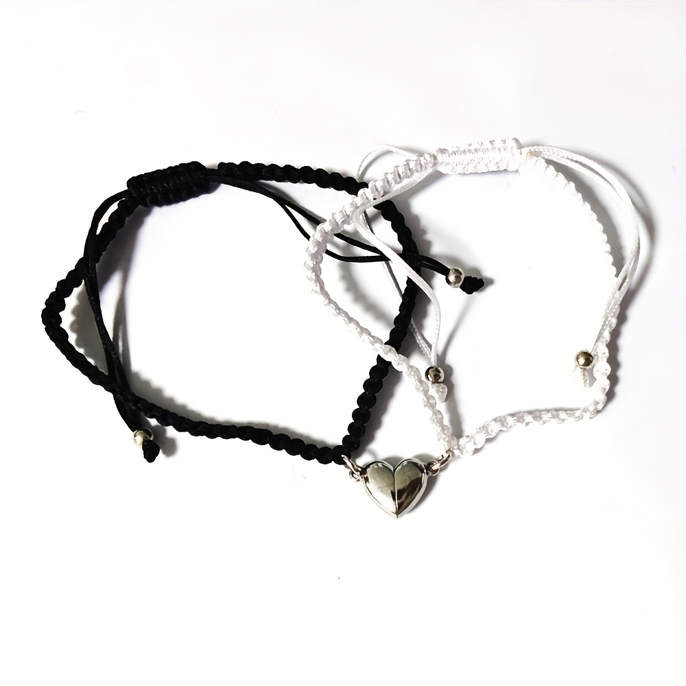 2pcs Personalized Initial Couple Bracelets, Adjustable