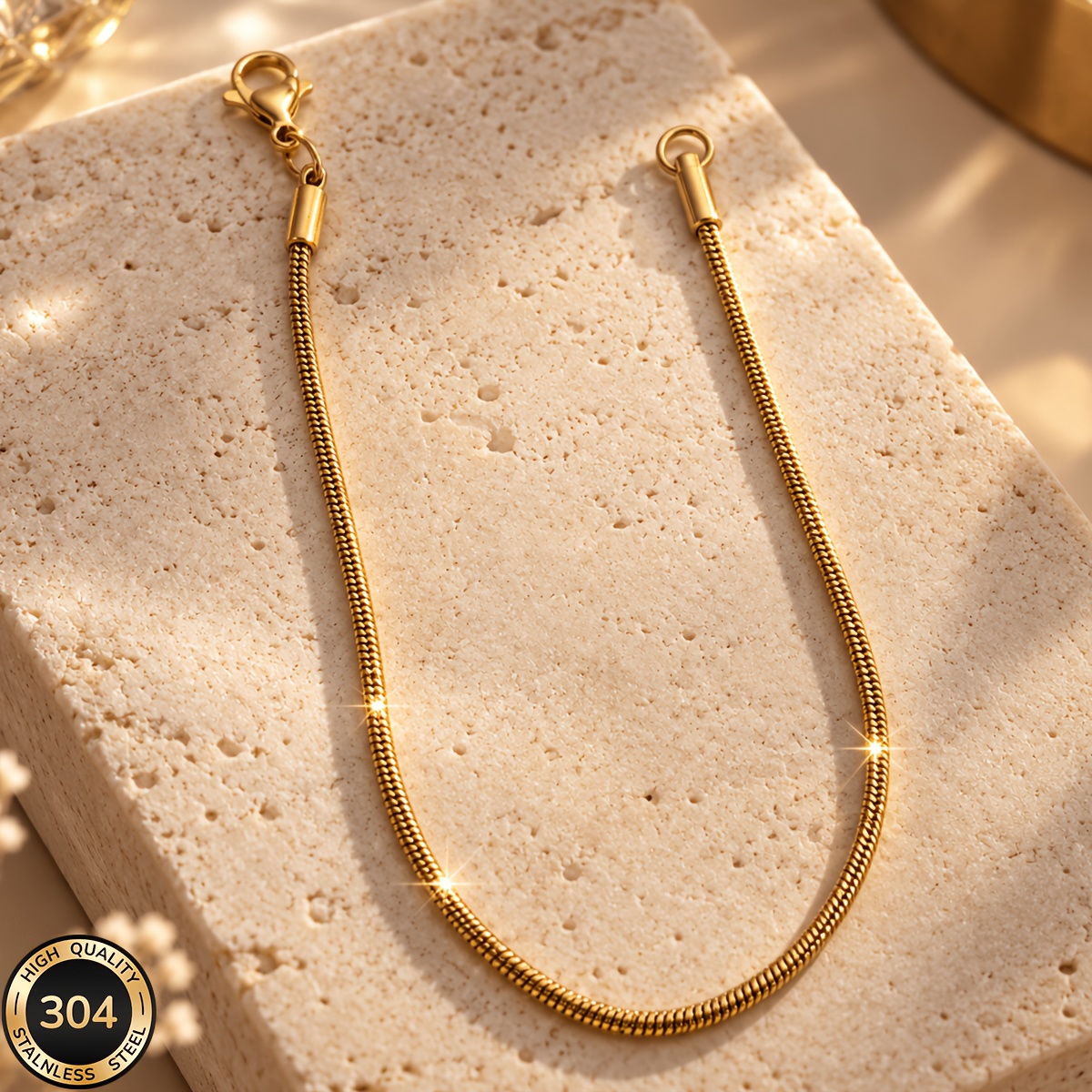 TEMU 18k Golden Plated Golden-plated 304 Stainless Steel Fashionable And Minimalist Bracelet, Exquisitely Small And Compact, Unisex, Suitable For