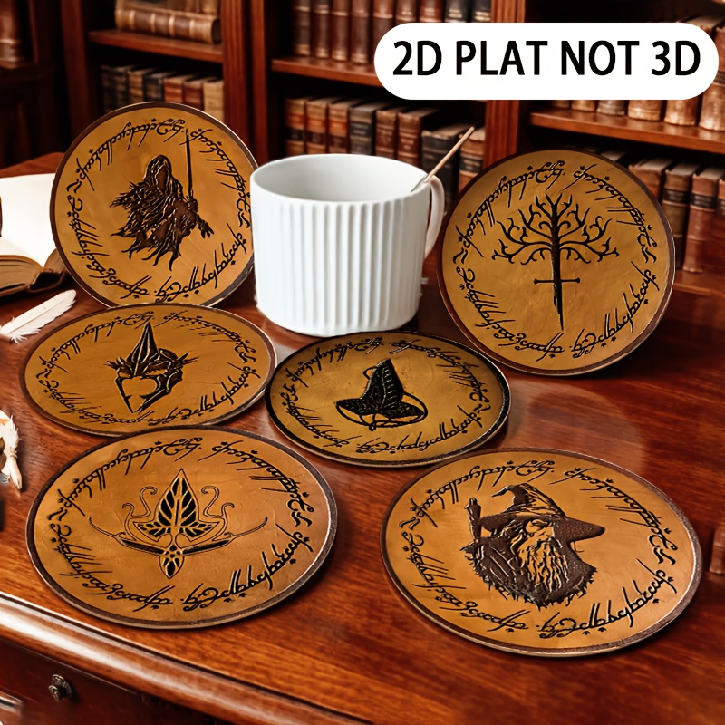 TEMU 6pcs Wb The Coasters Suitable For Scenes, Wood Coasters With Iconic Lotr Themed, Durable Table Protectors For, Cafes, Gifts For Fans, Christmas,
