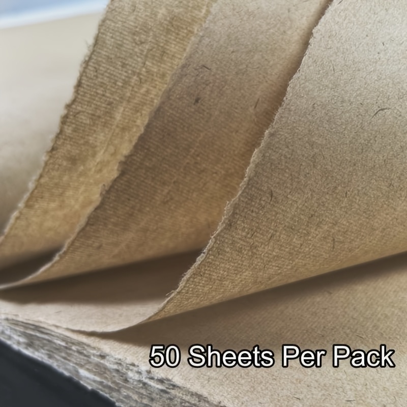TEMU Light Yellow Bamboo Hemp Plain Paper With Bamboo Fiber Texture. Thick, Flexible And Tear-resistant. Suitable For Calligraphy Practice, Painting,