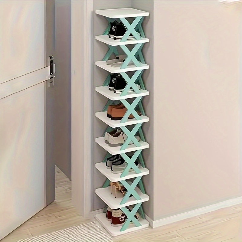 

Space-saving Multi-layer Folding Shoe Rack - Stackable, Durable Abs Plastic Organizer For Entryway, Bedroom, Living Room & Dorm