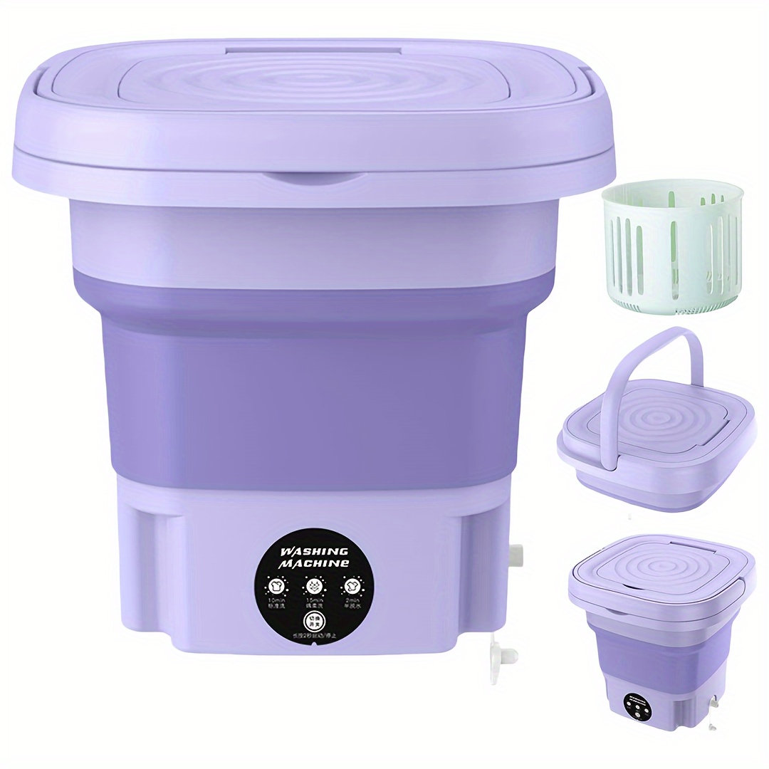 

Portable Washing Machine, Foldable Washing Machine With 3 Deep Cleaning Half Automatic Wash, High Capacity Mini Washer With Dry For Socks, Clothes, Towels, Items