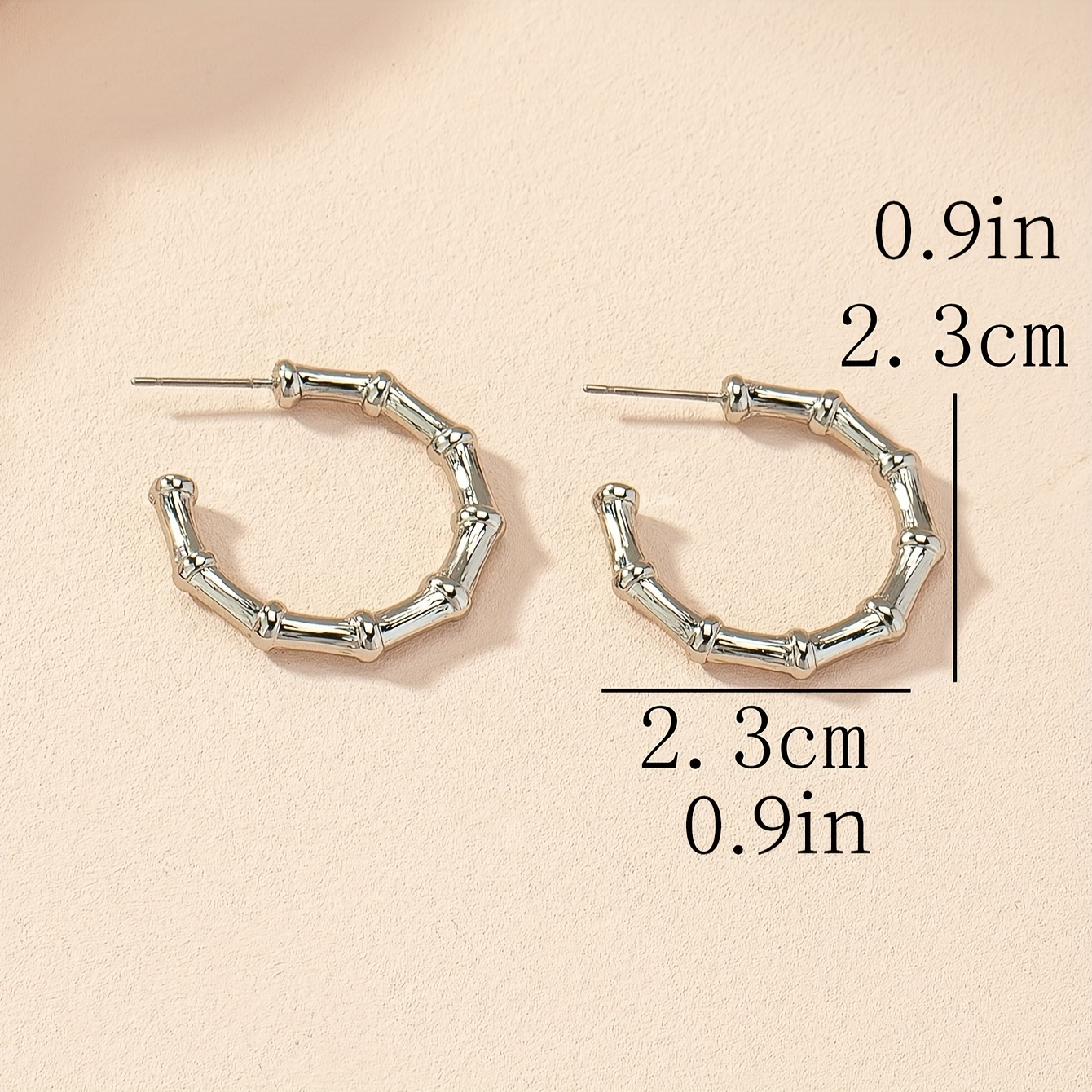 2pcs Bamboo Section Shaped Zinc Alloy Stud Earrings