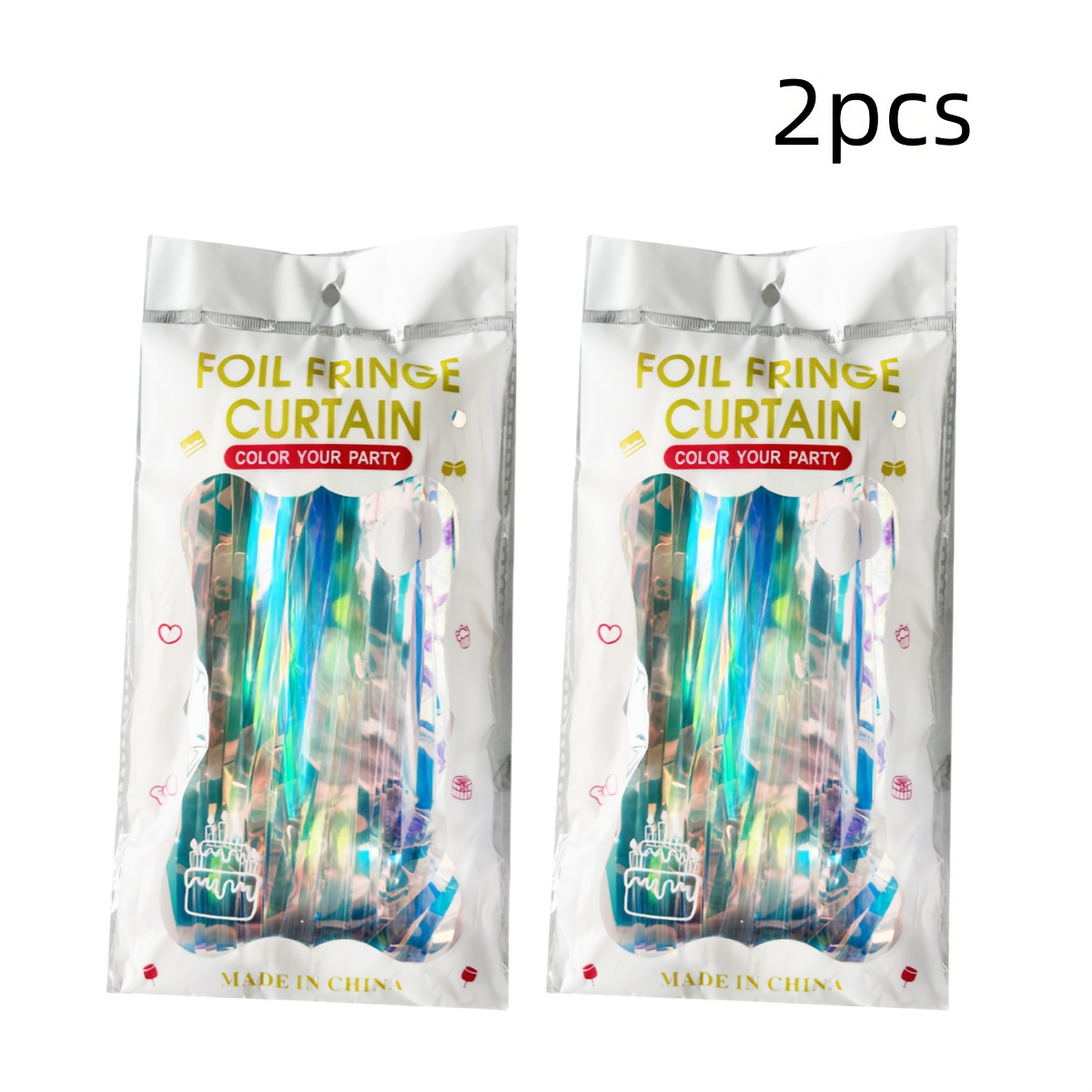 Photography Backdrop 2pcs 1m X 2m Iridescent Tulle Curtains, Tassel Backdrops, Suitable For Birthday Party Decorations And Valentine's Day Gifts