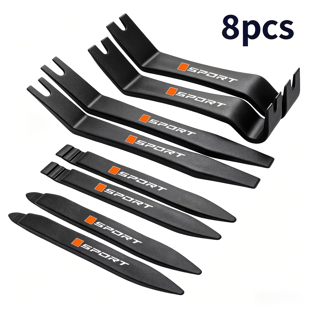 TEMU Kit d'outils de retrait de garniture intérieure de voiture professionnel orange vif, 8 pièces, tout , barres à en plastique dur pour retirer les