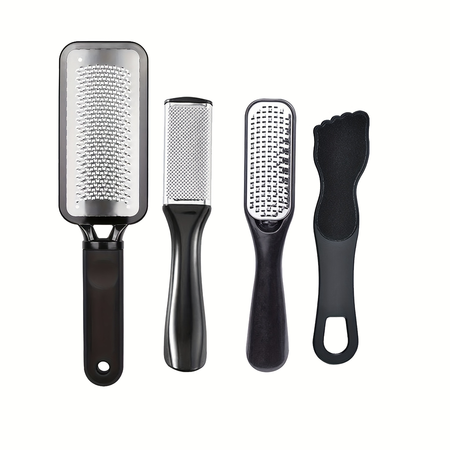 Image of 4 Large Stainless Steel Foot Files Removers, Pedicure Tools For Removing Dead Skin Hard Skin , Foot Skin File, Double-sided Foot File For Dead Skin, Removal, Cracked Heels And Corn Removal