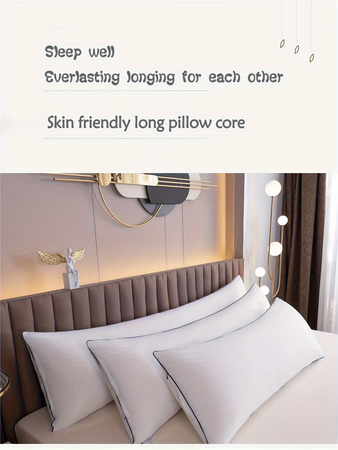 1pc high end soft long pillow core bedroom bedding comfortable body pillow white brushed hotel pillow for cervical protection body pillow back abdominal side sleeping pillow adult and   woman pillow christmas present details 1