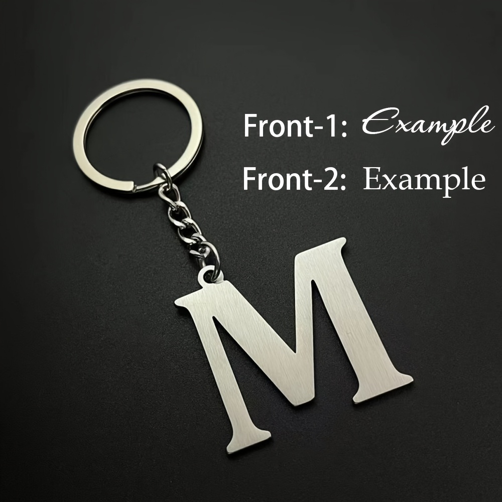 TEMU 1pc Personalized Stainless Steel Letter Keychain - Custom Initials A-z, Durable Metal Engraved Keychain For Men, Couples, Dog Owners - Car Keys,