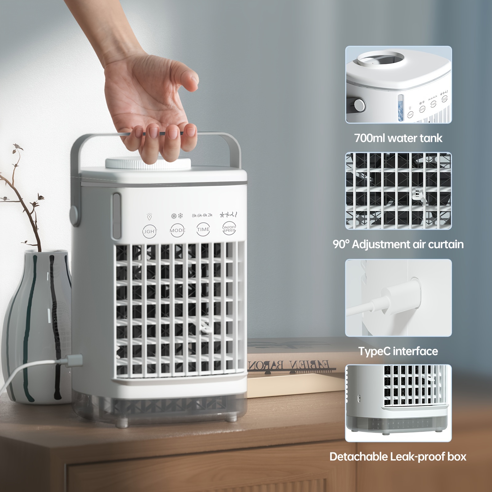 Portable Air Conditioners Mini Usb Air Cooling Fan 4 Wind Temu