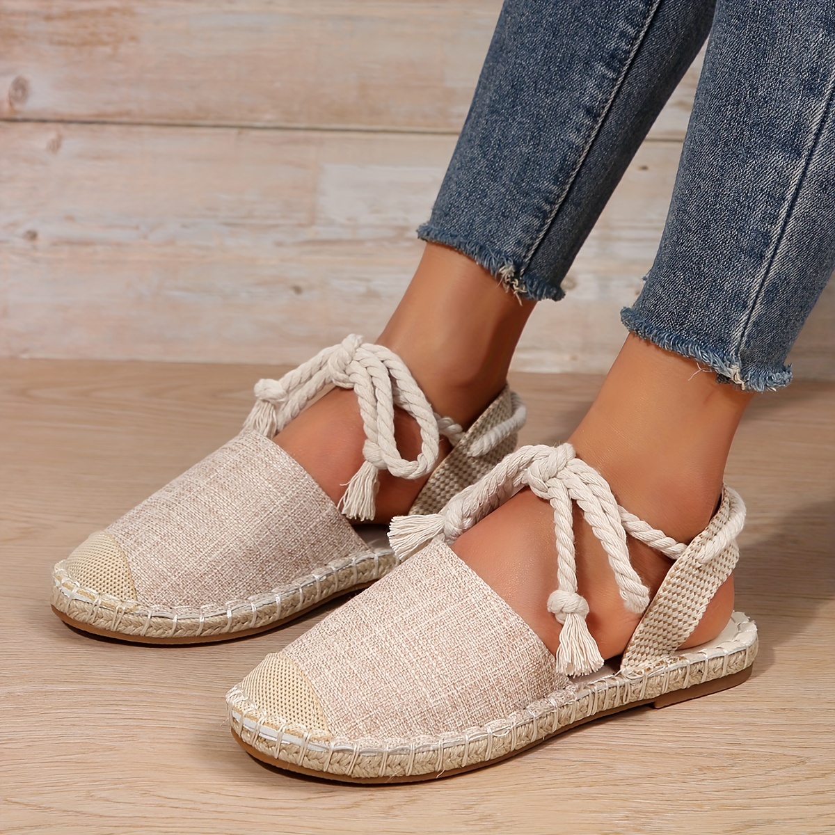 Espadrilles plates 2024 lacets cheville