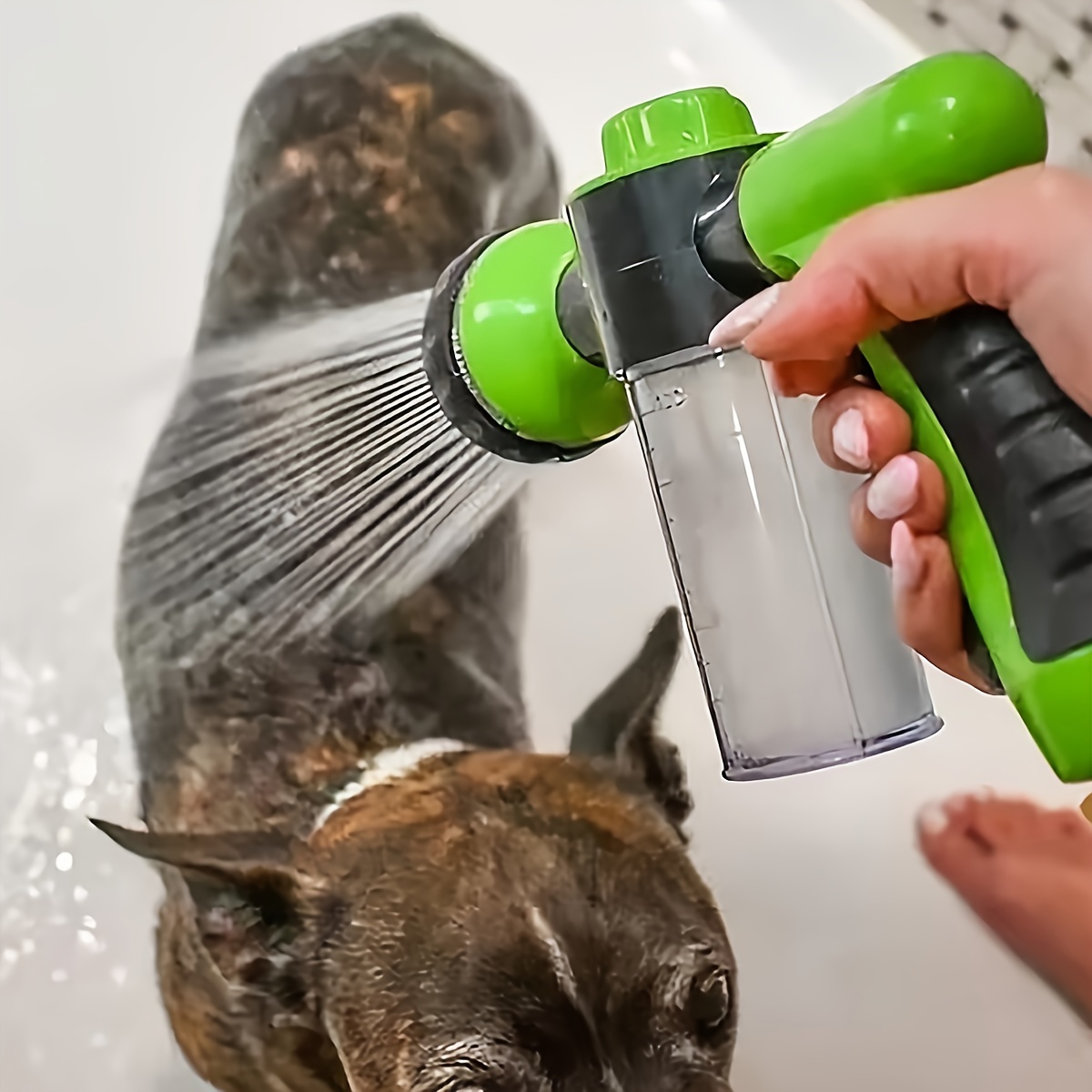 

5-piece Dog Wash & Garden Hose Nozzle Set - Versatile Pet Bathing Tool For Easy Cleaning, Watering Plants & Car Washing