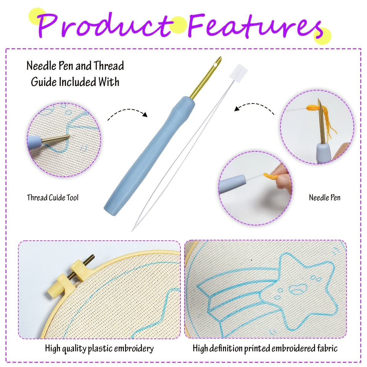 Punch Needle Embroidery Kit with 20x20cm Design