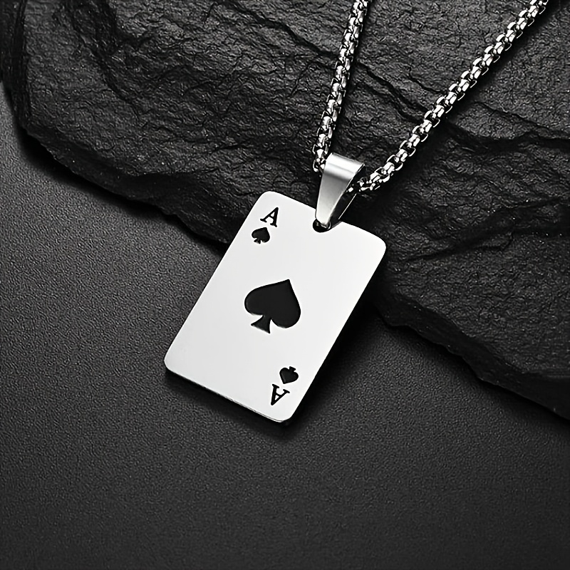 TEMU A Playing Card Heart And Spade A Love Pendant Trendy Men And Women Necklace Long Sweater Chain Couple Additions