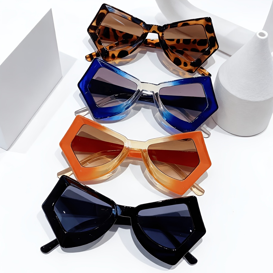 TEMU 4pcs Fashionable Women's Glasses, Pc Frames, Men's And Women's Glasses, Options, Perfect For Posing In Photos, Enhances Face Shape Without