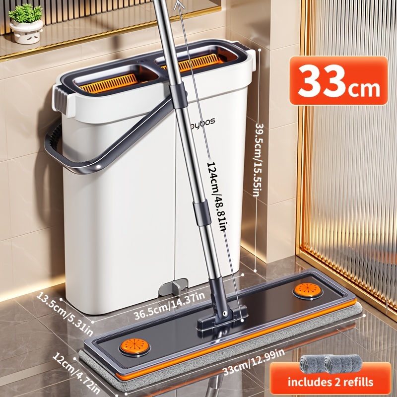 TEMU New Mop With 5.31in Narrow Mop And Bucket - Cleaning, Use, Reusable Microfiber Pad, Bathroom Mop, Kitchen Mop, Living Room Mop, Balcony Mop,