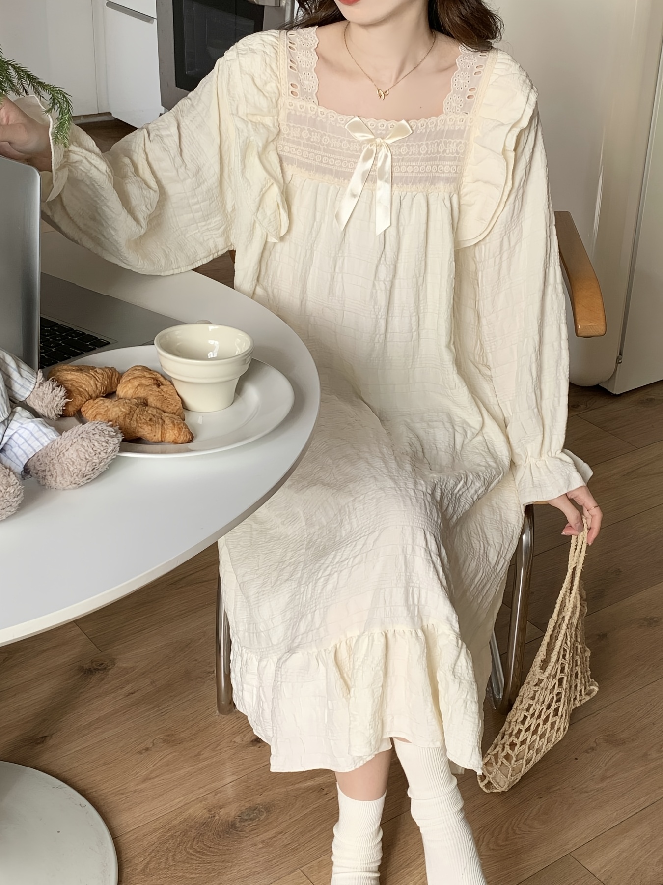 long sleeve nightgown womens spring autumn - Temu