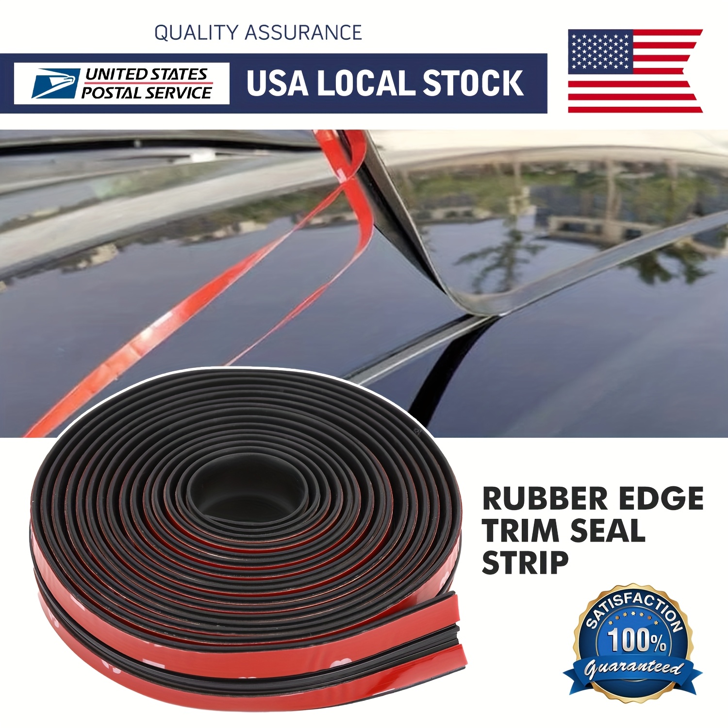 TEMU 1 Roll Car Weather Stripping Car Windshield Weather Seal Rubber Stripping Trim Weatherstrip Adhesive Sunroof Seal Cover Leak Sound Proofing