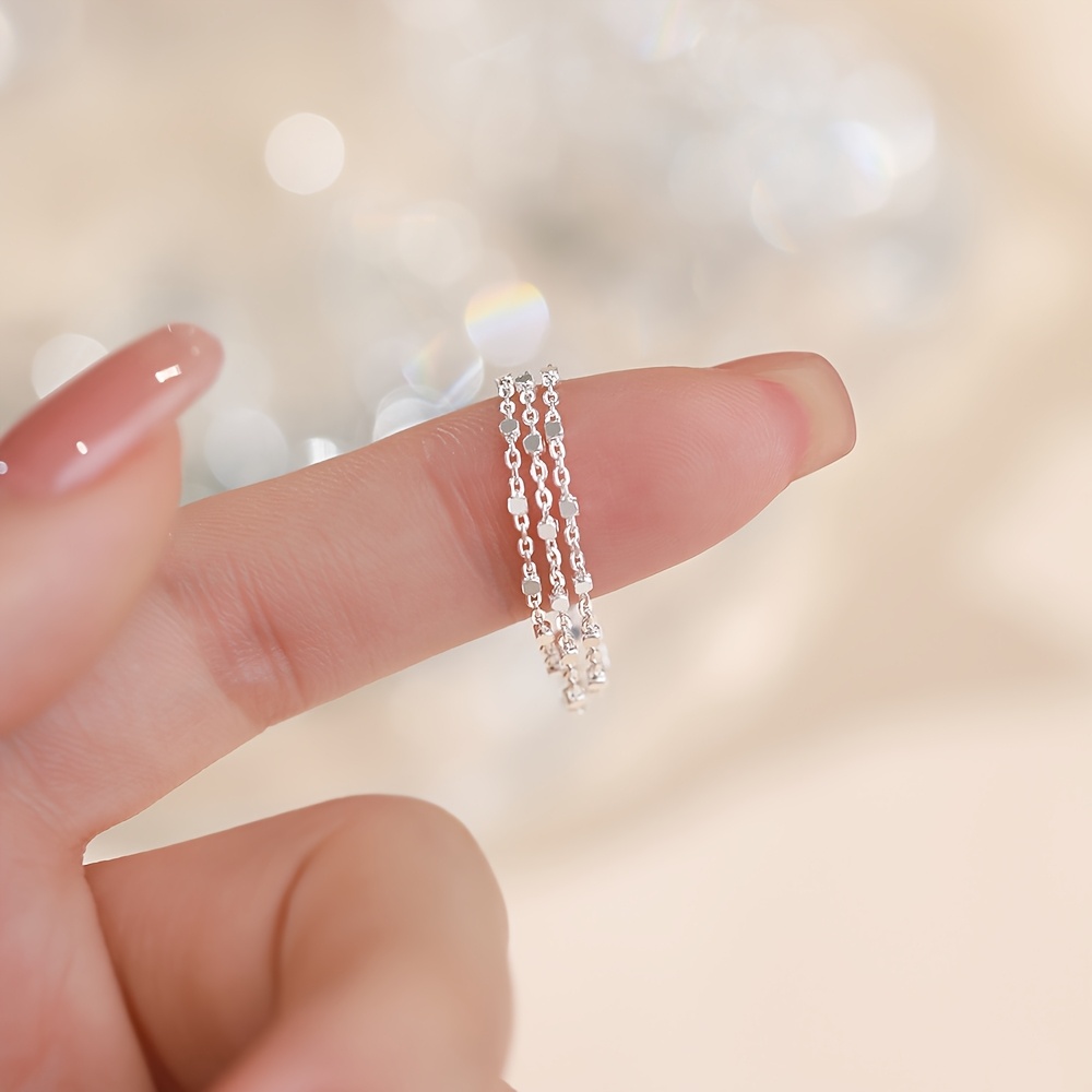 S925 Silver Multi-Layer Beaded Thin Bracelet, Adjustable
