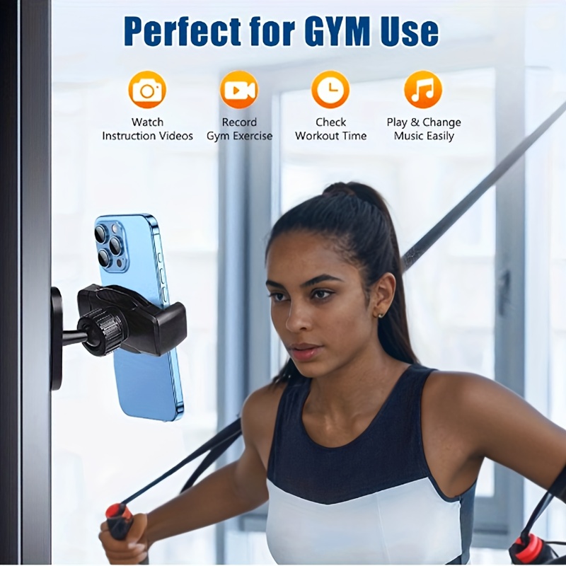 TEMU 1 Magnetic Fitness Accessory For Men And Women, -degree Adjustable Portable Phone Holder For Fitness Equipment, With Carbon Fiber Texture,
