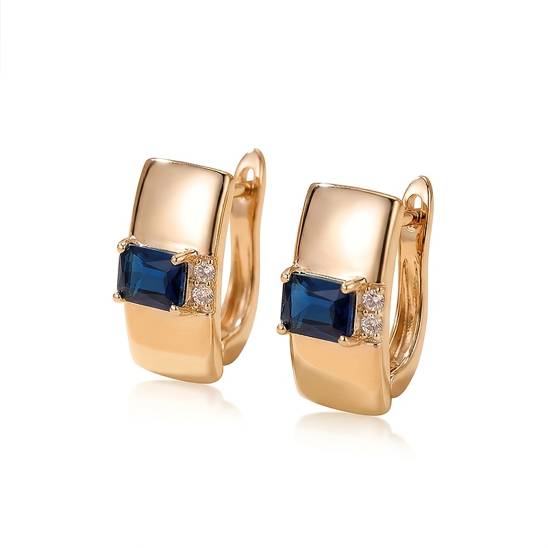 Image of 1 Pair Of Women's Fashionable Creative Hoop Earrings, Featuring Luxury With Synthetic Synthetic Zirconia Inlays, Perfect For Daily Wear, Festive Occasions, And Settings