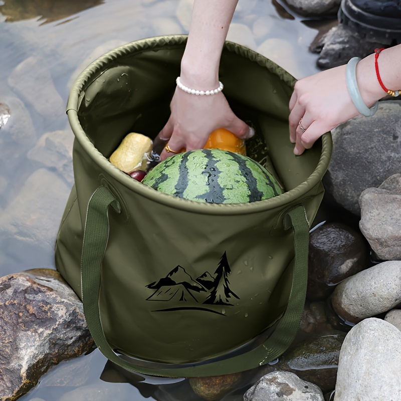 

1pc Outdoor Folding Bucket, Camping Picnic Portable Fishing Bucket, Travel Large Capacity Pvc Water Bucket