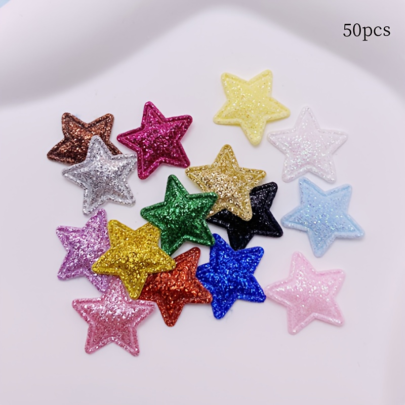50pcs Set Of Star-shaped Iron-on Patches With Modern Glitter Details