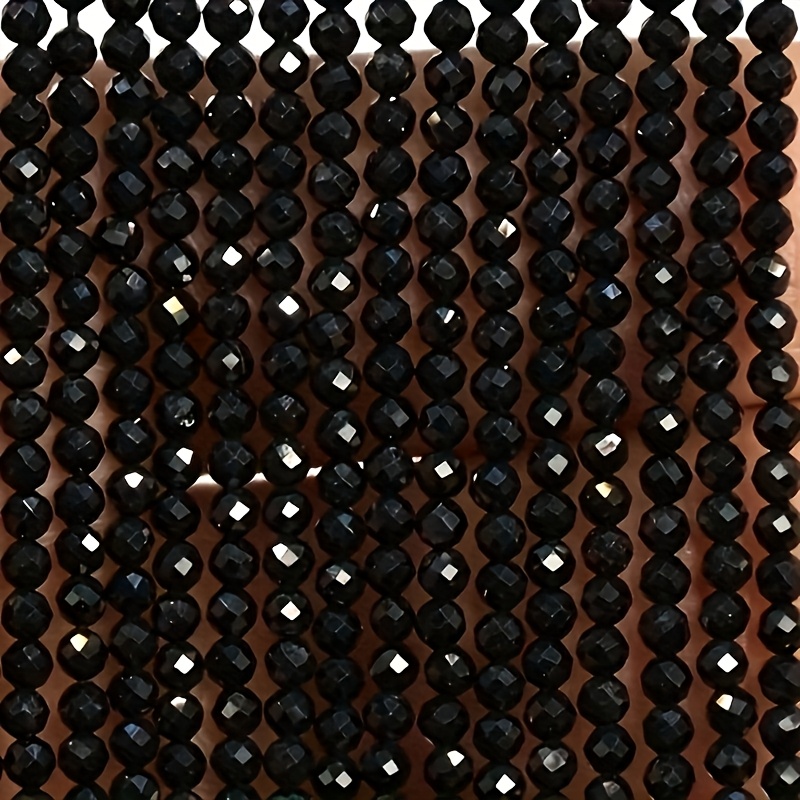 E-shop 10 Stränge mit 1200 Stück 3mm Glänzenden Schwarzen Perlen, mit Glänzendem Schwarz-Finish Präzisem Schnitt. Ideal für DIY-Schmuck, Armbänder,