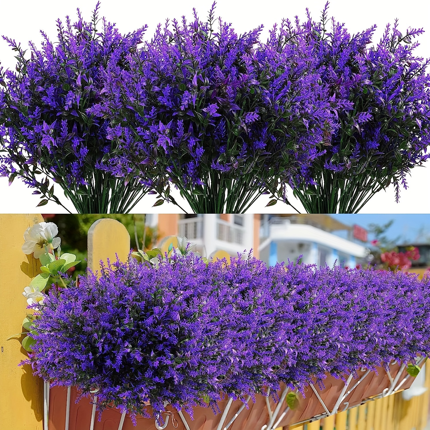 

12 Bundles Artificial Flowers, Fake Outdoor Plants, Faux Uv Resistant Lavender Flower, Plastic Shrubs Indoor Outdoor Hanging Decorations, Spring Summer Outdoor Garden Yard Decor, Home Room Decor