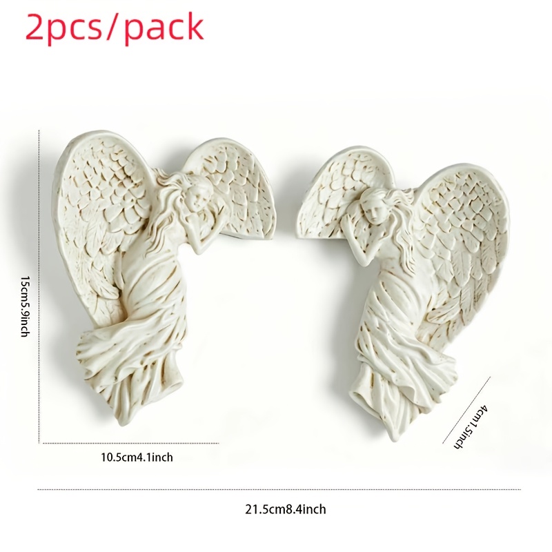 Image of 2pcs/halloween Christmas Theme Elegant Resin Sleeping Statues With Wings | Indoor Door Frame Decor, Cartoon Theme Wall Art, No Power Required, Suitable For Home And Office, Decor