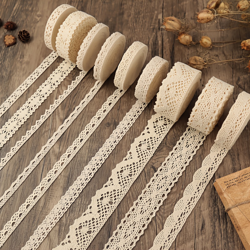 TEMU Idongcai 45 Yards Cotton Lace Trim Vintage Ribbon Crochet Cotton Lace Scalloped Edge For Bridal Wedding Decoration Christmas Package Diy Sewing