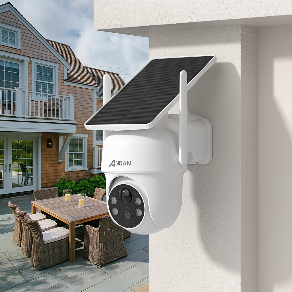 ANRAN Caméra Extérieure Sans Fil 3MP avec Panneau Solaire Intégré, Projecteur d'Éclairage pour Conditions Sombre, Mouvement Panoramique à 355° et Fonction d'Inclinaison à 90° pour Surveillance Ajustable, Détection PIR pour Détection d'Intrus, Connectivité Audio Bidirectionnelle pour Communication